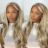 Milk Tea Highlight Blonde Mixed Colored Wigs 100% Human Hair