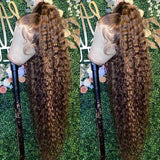 Brown Highlight Wig Deep Curly 13x4 HD Lace Frontal Virgin Human Hair Wigs