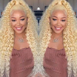 13x6 HD Lace Fronatl Wig 613 Light Blonde Hair Deep Wave Human Hair Wigs