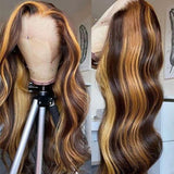Highlights Brown 360 Lace Frontal Wig Body Wave Human Hair Wigs