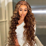 Highlights Brown 360 Lace Frontal Wig Body Wave Human Hair Wigs