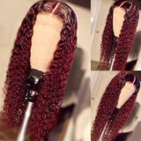 99J Burgundy Lace Wigs Deep Wave Dark Red Human Hair Wigs