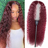 99J Burgundy Lace Wigs Deep Wave Dark Red Human Hair Wigs
