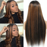 Brown Highlight Wig Bone Straight Lace Front Human Hair Wigs