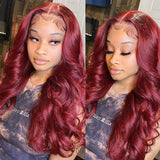 Burgundy Wine Red Lace Front Wig Body Wave Human Hair