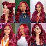 Burgundy Wine Red Lace Front Wig Body Wave Human Hair