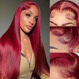 Wine Red Burgundy Lace Front Wig Straight Human Hair