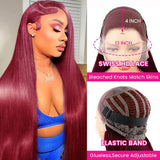 Wine Red Burgundy Lace Front Wig Straight Human Hair