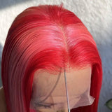 Pink Highlight Wig Straight Human Hair HD Lace Frontal Wigs