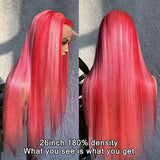 Pink Highlight Wig Straight Human Hair HD Lace Frontal Wigs