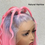 Silver Root Pink Ombre Wig Bob HD Lace Front Human Hair Wigs