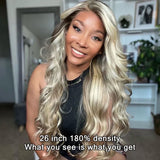 Platinum Blonde Balayage Wigs HD Transparent Lace Front Human Hair Wigs