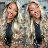 Platinum Blonde Balayage Wigs HD Transparent Lace Front Human Hair Wigs