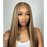 Brown Blonde P4/27 Highlight Wig 100% Human Hair