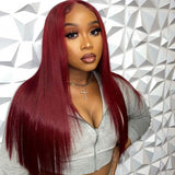 Wine Red Burgundy Lace Front Wig Straight Human Hair