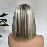 Platinum Highlight Bob Wig Short Straight HD Lace Front Human Hair Wigs