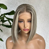 Platinum Highlight Bob Wig Short Straight HD Lace Front Human Hair Wigs