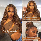 Highlights Brown 360 Lace Frontal Wig Body Wave Human Hair Wigs