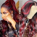 Red Highlight Wig Body Wave Lace Frontal Human Hair Wigs