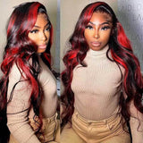 Red Highlight Wig Body Wave Lace Frontal Human Hair Wigs