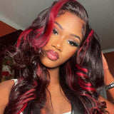 Red Highlight Wig Body Wave Lace Frontal Human Hair Wigs