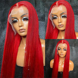 Red Wig Straight Lace Front Human Hair Wigs