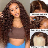 #33 Reddish Brown 360 Lace Frontal Wig Deep Curly Wave Human Hair Wigs