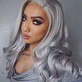 Silver Grey Wavy Human Hair Wig 13x4 HD Lace Front Wigs