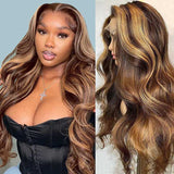 P4/27 Wavy Highlights Gluless Air Wigs 100% Human Hair