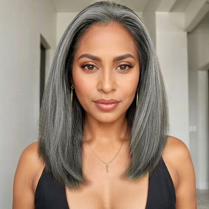 Salt And Pepper Lace Front Wigs Human Hair